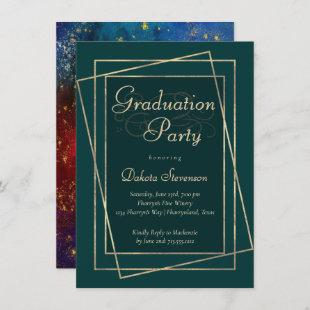 Moody Ombre | Jewel Tone Green Graduation Party Invitation