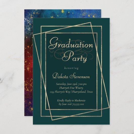 Moody Ombre | Jewel Tone Green Graduation Party Invitation