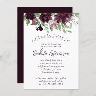 Moody Passion | Purple Floral Frame Glamping Party Invitation