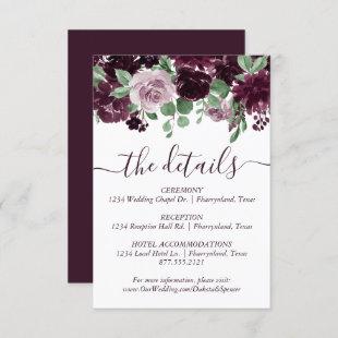 Moody Passions | Dramatic Purple Wine Rose Details Enclosure Card