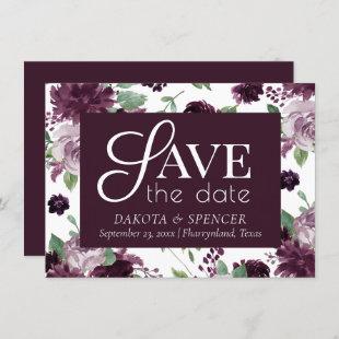 Moody Passions | Dramatic Purple Wine Rose Pattern Save The Date