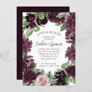 Moody Passions | Dramatic Purple Wine Rose Wreath Invitation