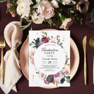 Moody & Rustic Burgundy Floral & Berry Frame  Invitation