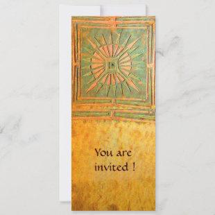 MORNING STAR , antique yellow brown green Invitation