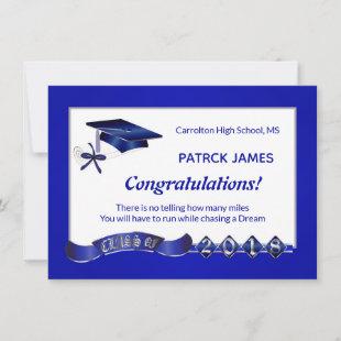 Morta &, diploma, Royal blue Graduation Party Invitation