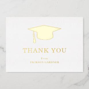 Mortar Board Gold Graduation Thank You Card