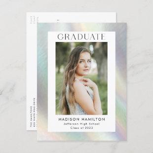 Mother of Pearl Holographic Graduation Party Invitation Postcard