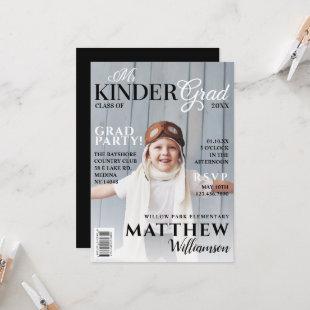 Mr Kinder Grad Black Photo Magazine Cover Invitation