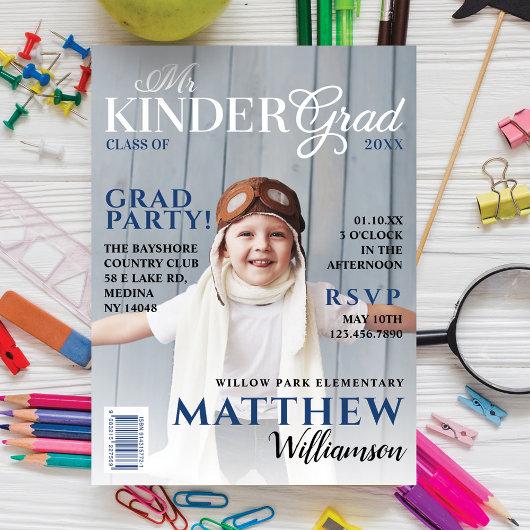 Mr Kinder Grad Blue Photo Magazine Cover Invitation