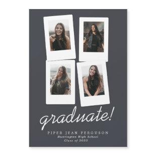 Multi Photo Modern Snapshots Graduation Magnetic Invitation