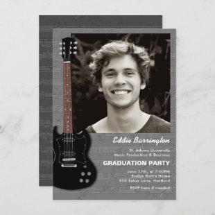 Music Guitar Photo Graduation Party Invitation