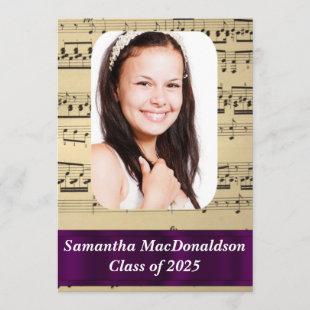 Music sheet photo graduation invitation