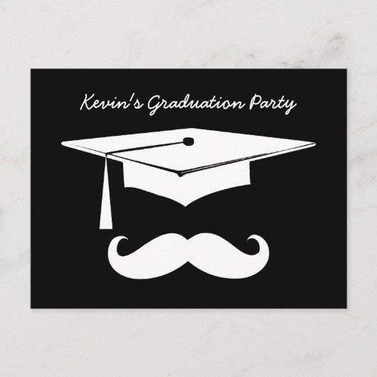 Mustache Graduation Party Black White Announcement