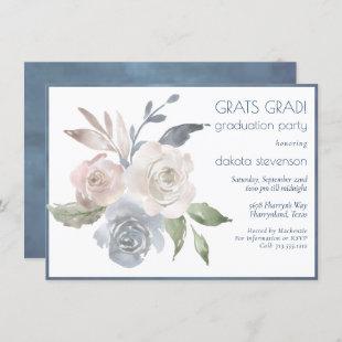 Muted Floral Bouquet | Soft Pastel Rose Graduation Invitation