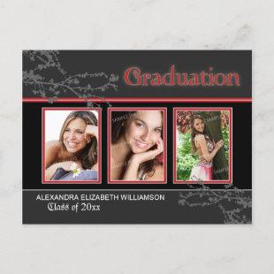 Mystic Goth Red Graduation Announcement Postcard