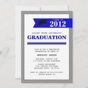 Navy and Gray Preppy Graduation Invitation