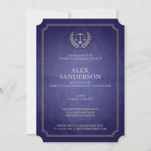 Navy and Silver Law School Graduation Announcement