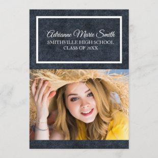 Navy Blue and White Photo Graduation Trunk Party Invitation
