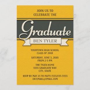 Navy Blue and Yellow Graduation Party Invitation