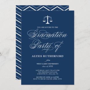 Navy Blue Elegant Script Law School Graduation Invitation