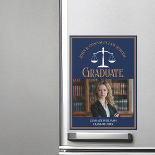 Navy Blue Gold Law School Graduation Photo Magnet