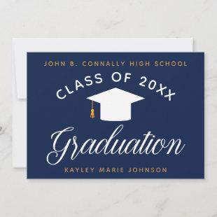 Navy Blue Graduation Modern Class of 2024 Graduate Announcement