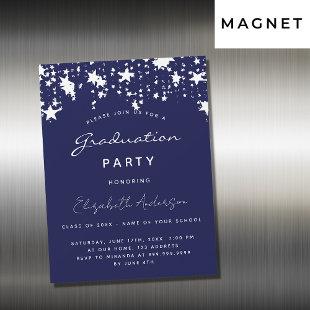 Navy blue white stars Graduation party luxury Magnetic Invitation
