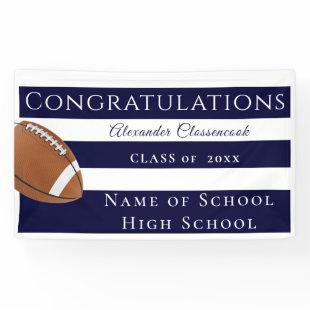 Navy Blue White Striped football sports graduation Banner