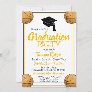 Navy & Gold Basketball Graduation Party Invitation