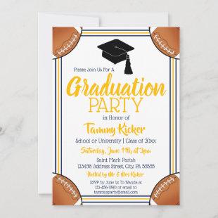 Navy & Gold Football Graduation Party Invitation