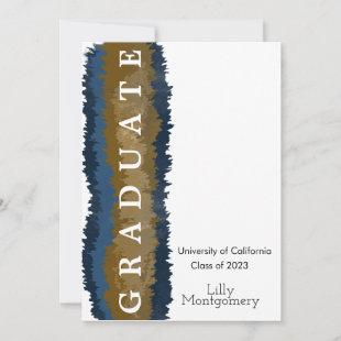 Navy Gold Marble Graduation Announcement Card