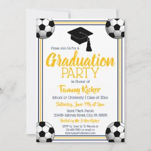 Navy & Gold Soccer Graduation Party Invitation