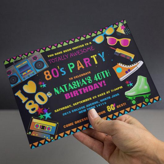 Neon 80's Birthday Party Invitation