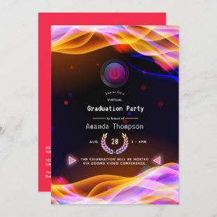 Neon Glow Flames Virtual Graduation Party Invitation