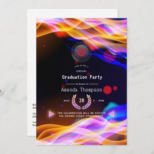 Neon Glow Flames Virtual Graduation Party Invitation