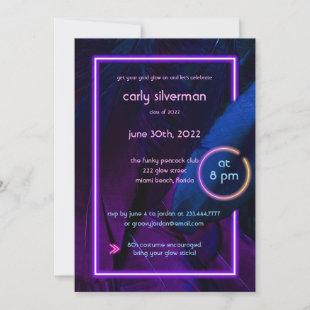 Neon Glow Graduation Party Invitation