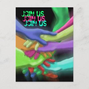 NEON HANDS "JOIN US" GRADUATION PARTY INVITATION