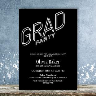 Neon Sign Black Graduation Party Invitation