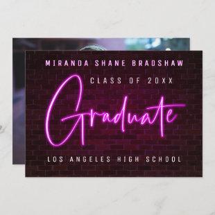 Neon Sign Pink Graduate Photo Backer Announcement