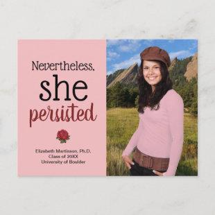 Nevertheless She Persisted Graduation Party Photo Invitation Postcard