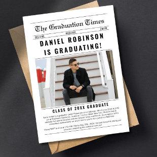 Newspaper Graduate Photo Stylish Graduation 2024 Invitation