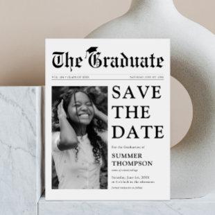 Newspaper Graduation Save The Date Announcement
