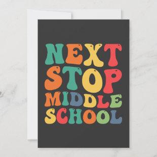Next Stop Middle School Funny Groovy Graduation  Invitation