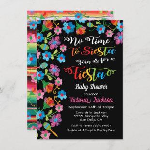 No time to siesta Mexican fiesta embroidery Invitation
