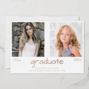 Now And Then 2 Photo Graduation Party Foil Invitation