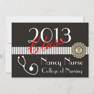 Nurse 2013 Graduation Invitations Black