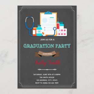 Nurse doctor graduation retirement party invitation