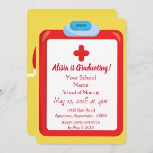 Nurse Graduate Red and Yellow Theme Invitation