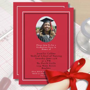 Nurse Graduation Announcement Red Simple Minimal