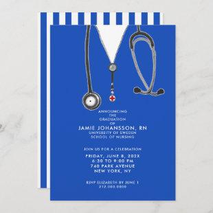 Nurse Graduation Blue Party Invitations
